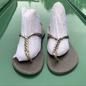 Braided thong styled strap Silver sandals